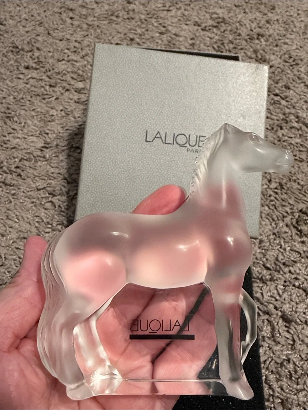 Lalique Frosted Clear Glass Horse Figurine